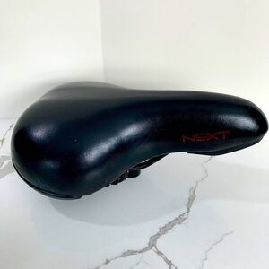 NEXT Men's Women's Unisex Padded Black Bike Seat Cushion with Red letters